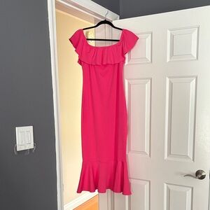 Pink Ruffle Midi Dress